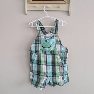 Plaid Green Kids Overalls